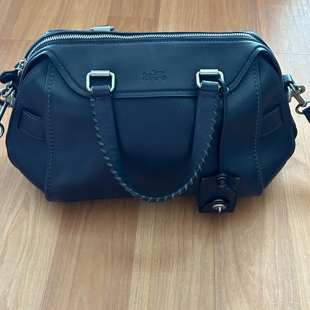 Coach Leather Satchel with Handles and Shoulder Strap